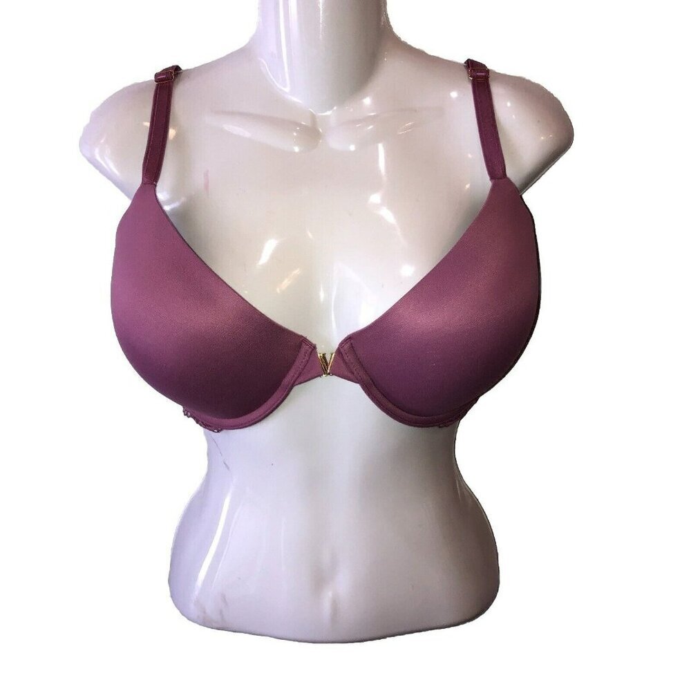 Victoria Secret Bra Womens 34DDD Pink Mauve Uplift Semi Demi Front Open